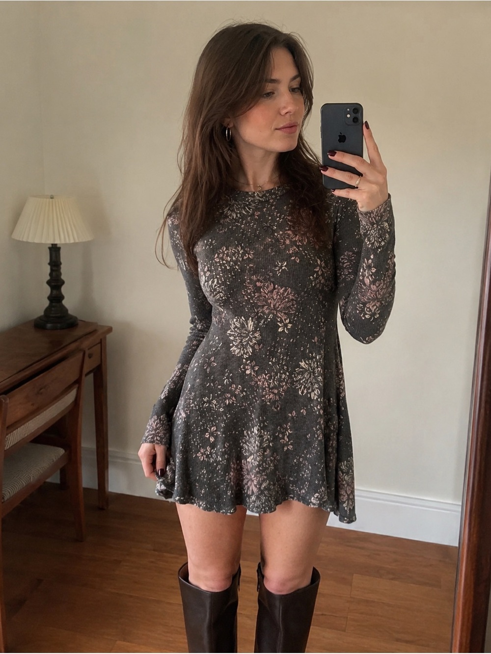 Grey Dress with pink florals